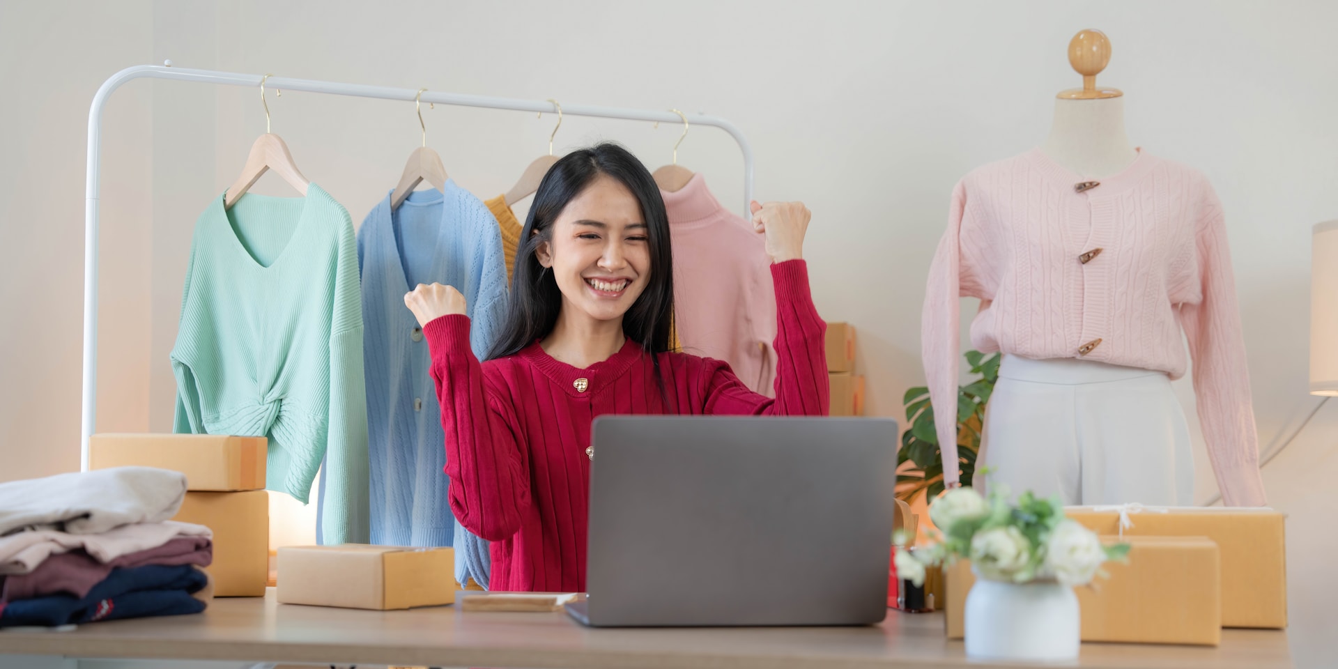 E-commerce business owner preparing orders